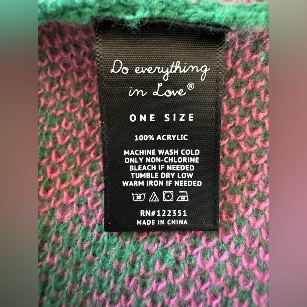 Green and Pink knit kimono by Do everything in Love one size NWT - Picture 6 of 9